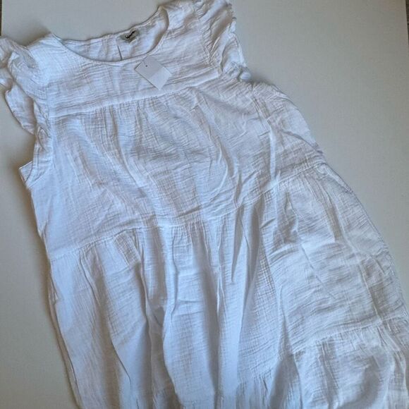 J crew navy gauze ruffle sleeve tiered midi dress size 14 - Picture 3 of 7